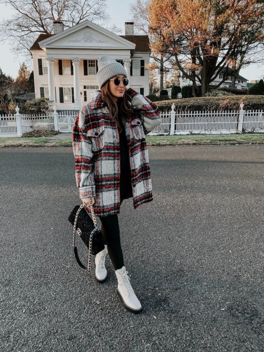 Bagatelle Plaid Shacket Jacket Red Black Grey